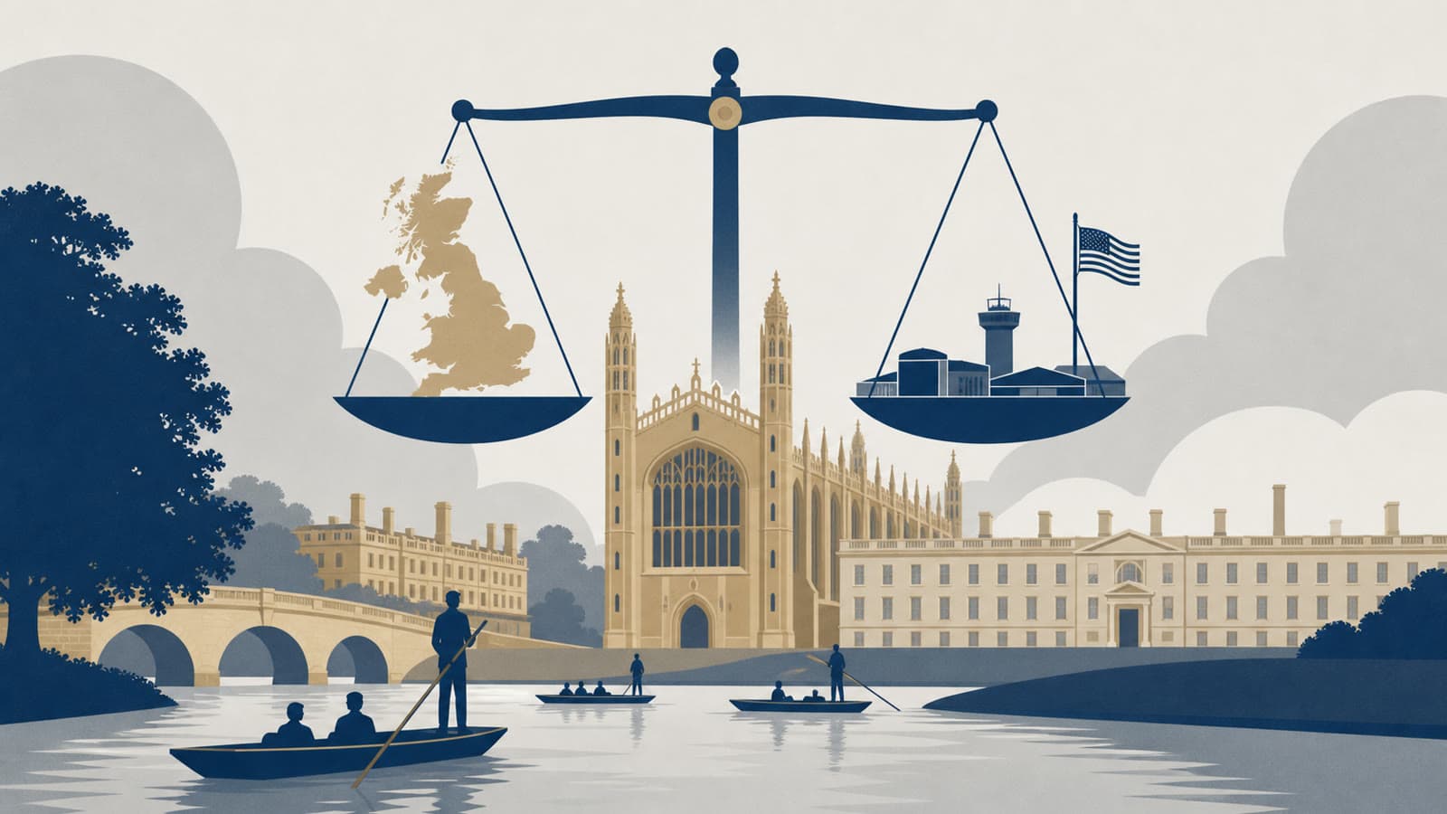 Editorial illustration for: Sarah Steele case turns a Cambridge assault into a test of UK-US military jurisdiction