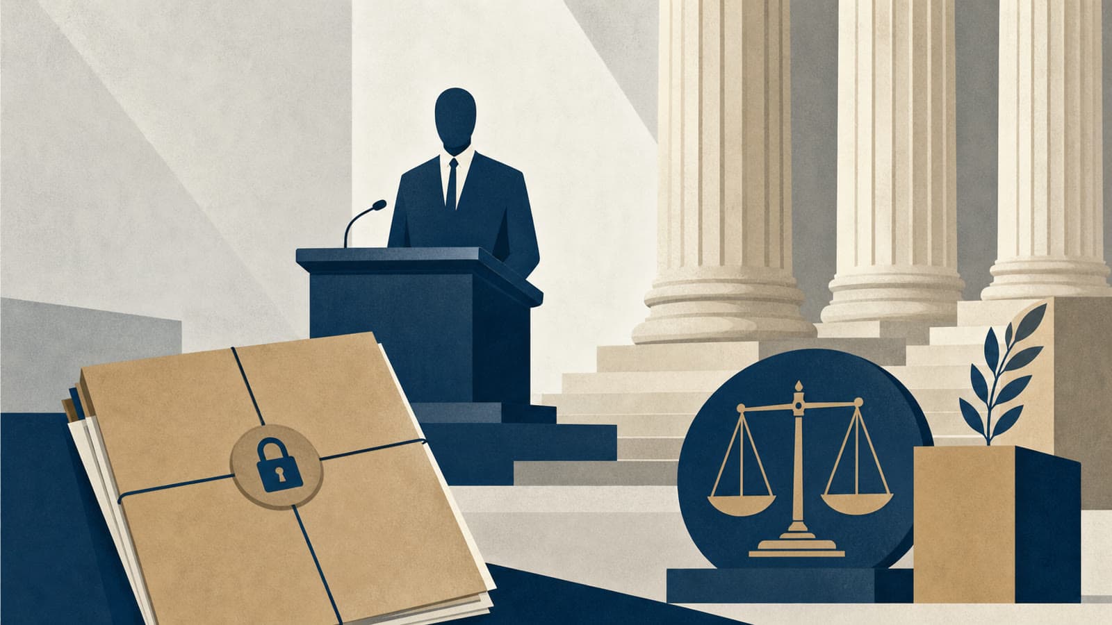 Editorial illustration for: Bolton guilty plea narrows classified-information case to sentencing and accountability