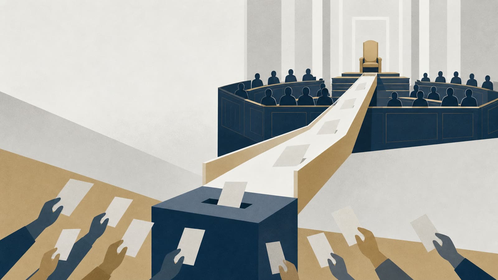 Editorial illustration for: Zimbabwe bill moves presidential choice from voters to parliament