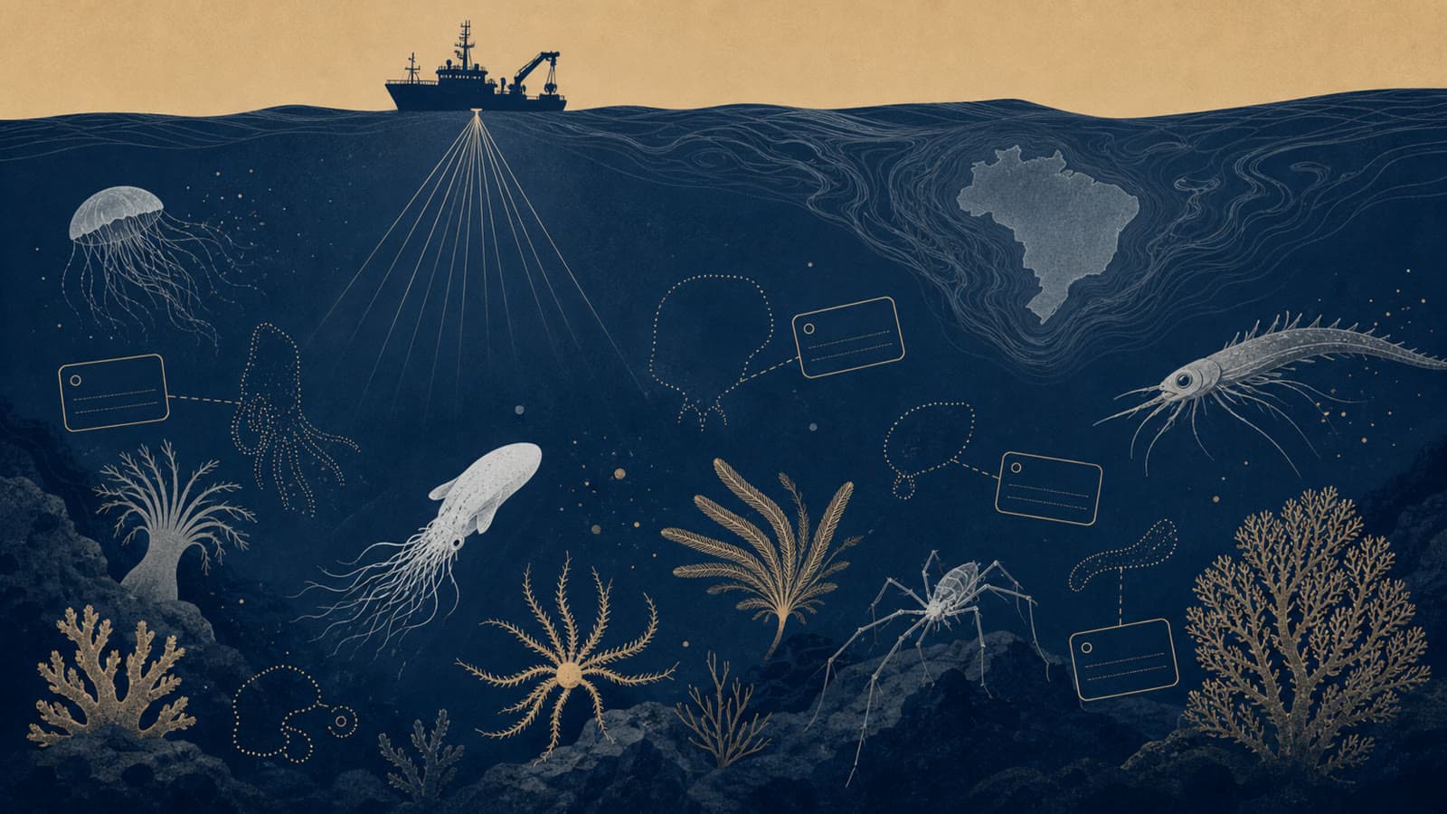 Editorial illustration for: Brazil expedition shows how much deep-sea life is still missing from the record