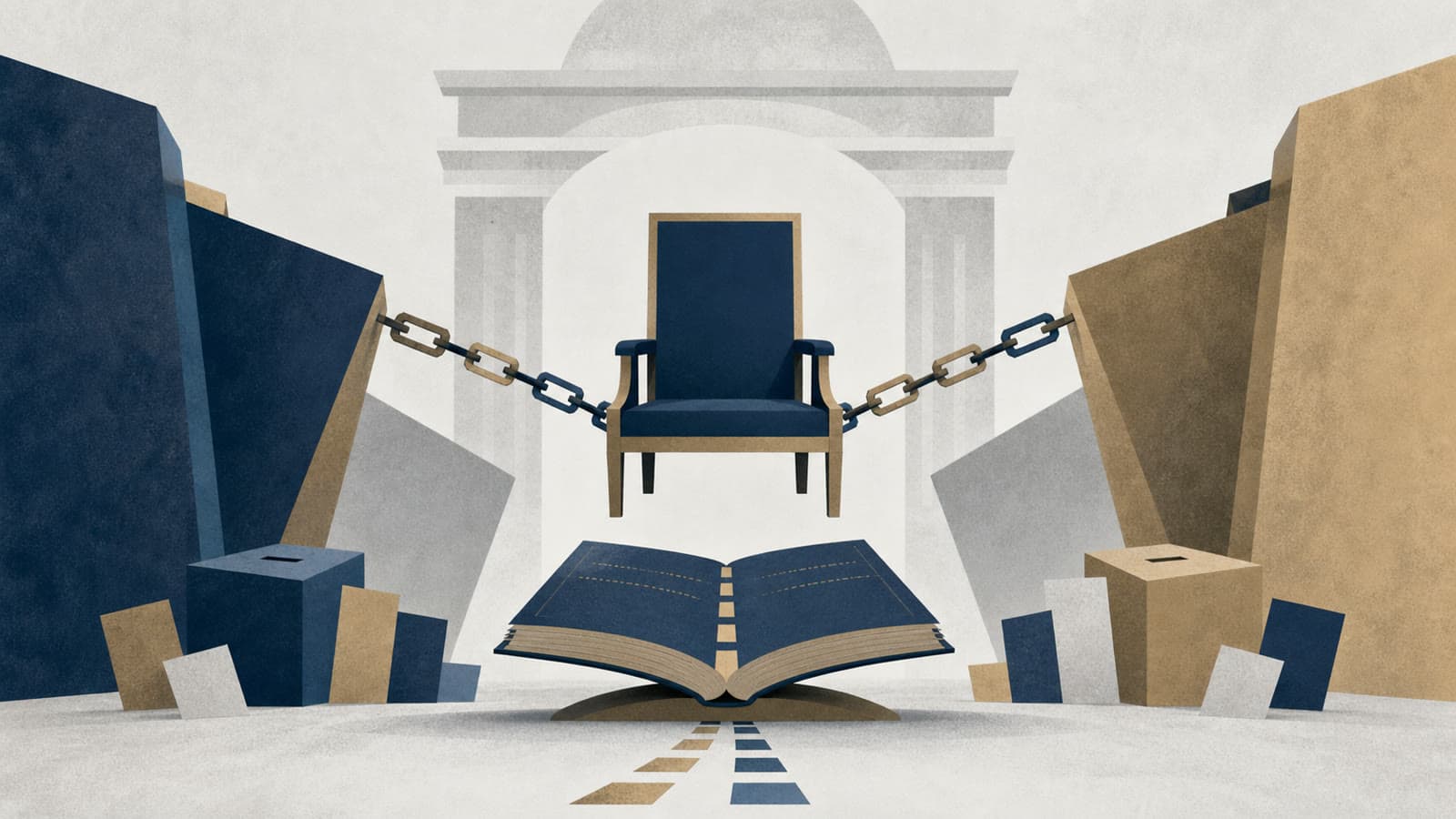 Editorial illustration for: Vucic resignation pledge puts Serbia's succession rules under strain