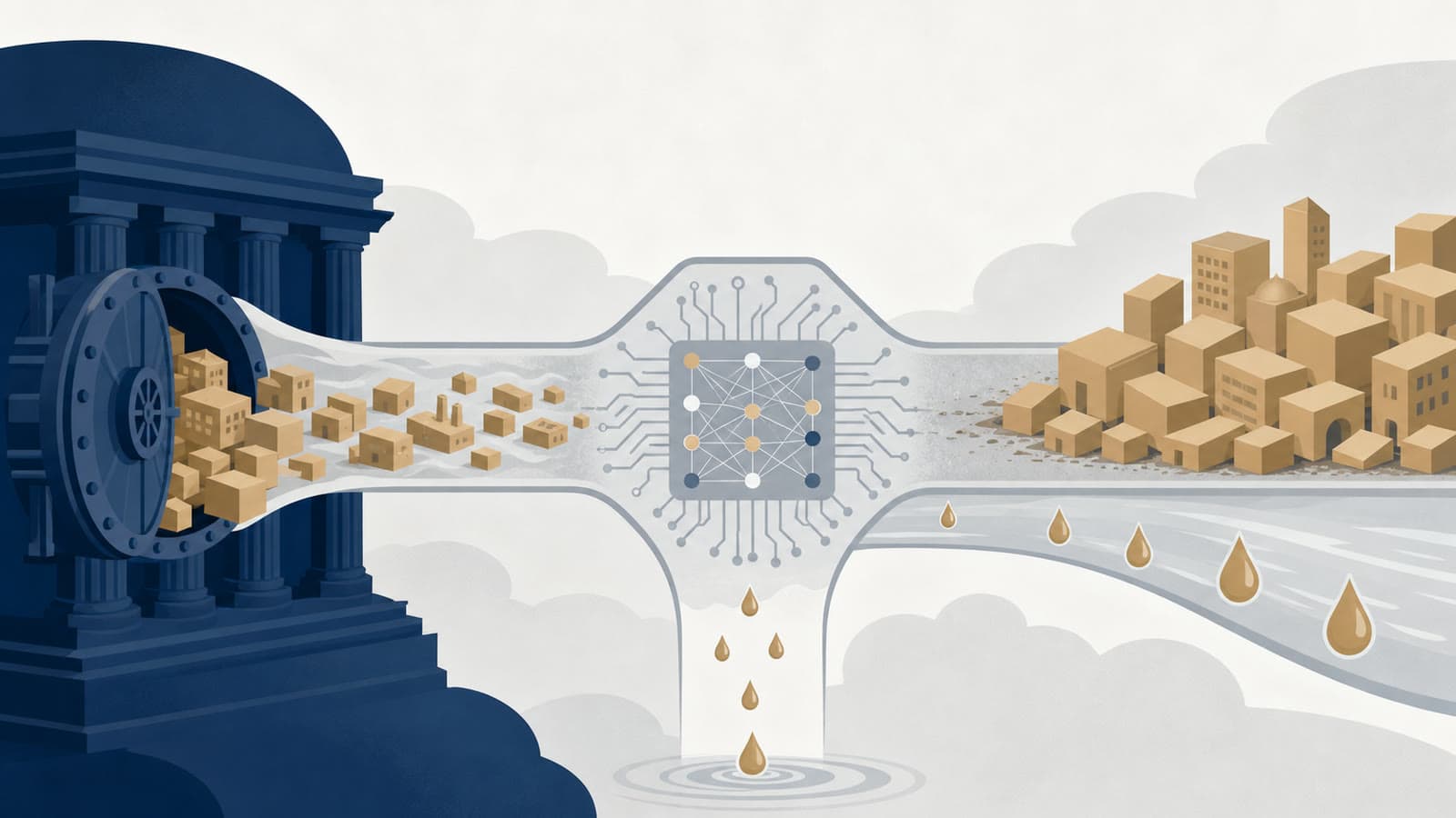 Editorial illustration for: Sovereign funds' private-asset shift turns AI into a liquidity test