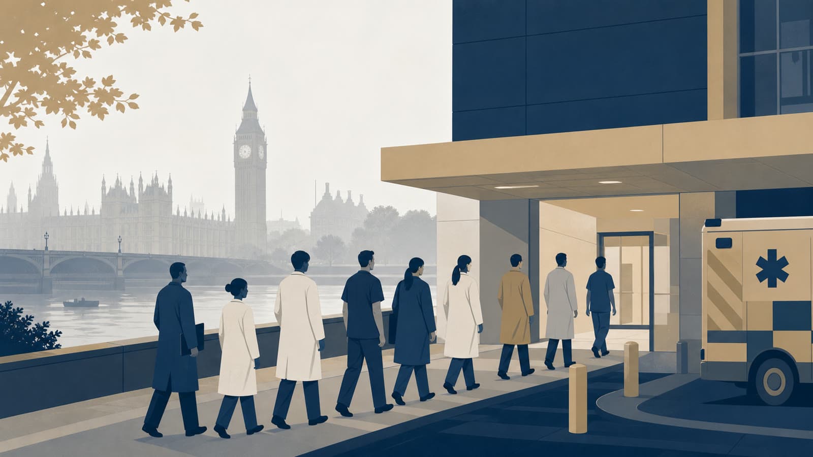 Editorial illustration for: Resident doctors accept deal, leaving NHS workforce test ahead