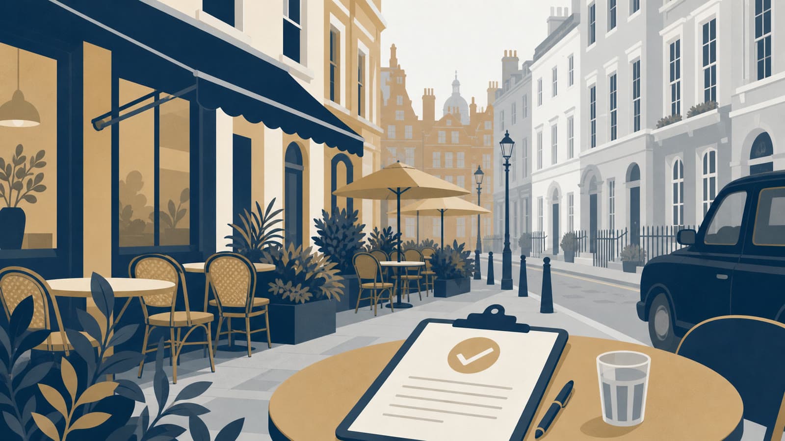 Editorial illustration for: Khan tests new licensing powers over Soho outdoor dining