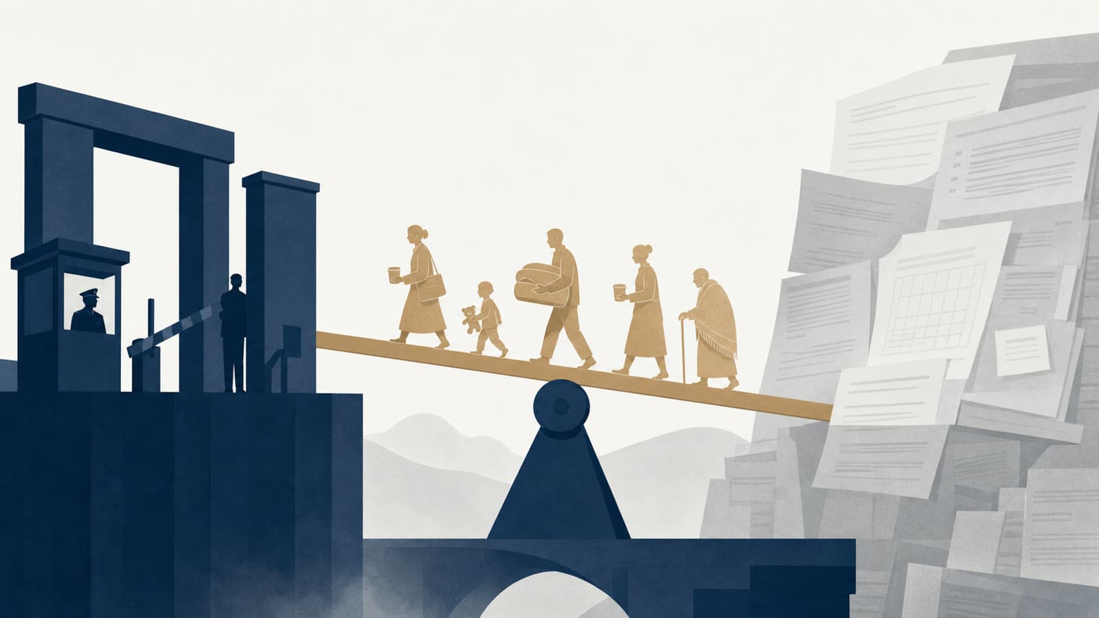 Editorial illustration for: Care-worker settlement row tests UK immigration governance