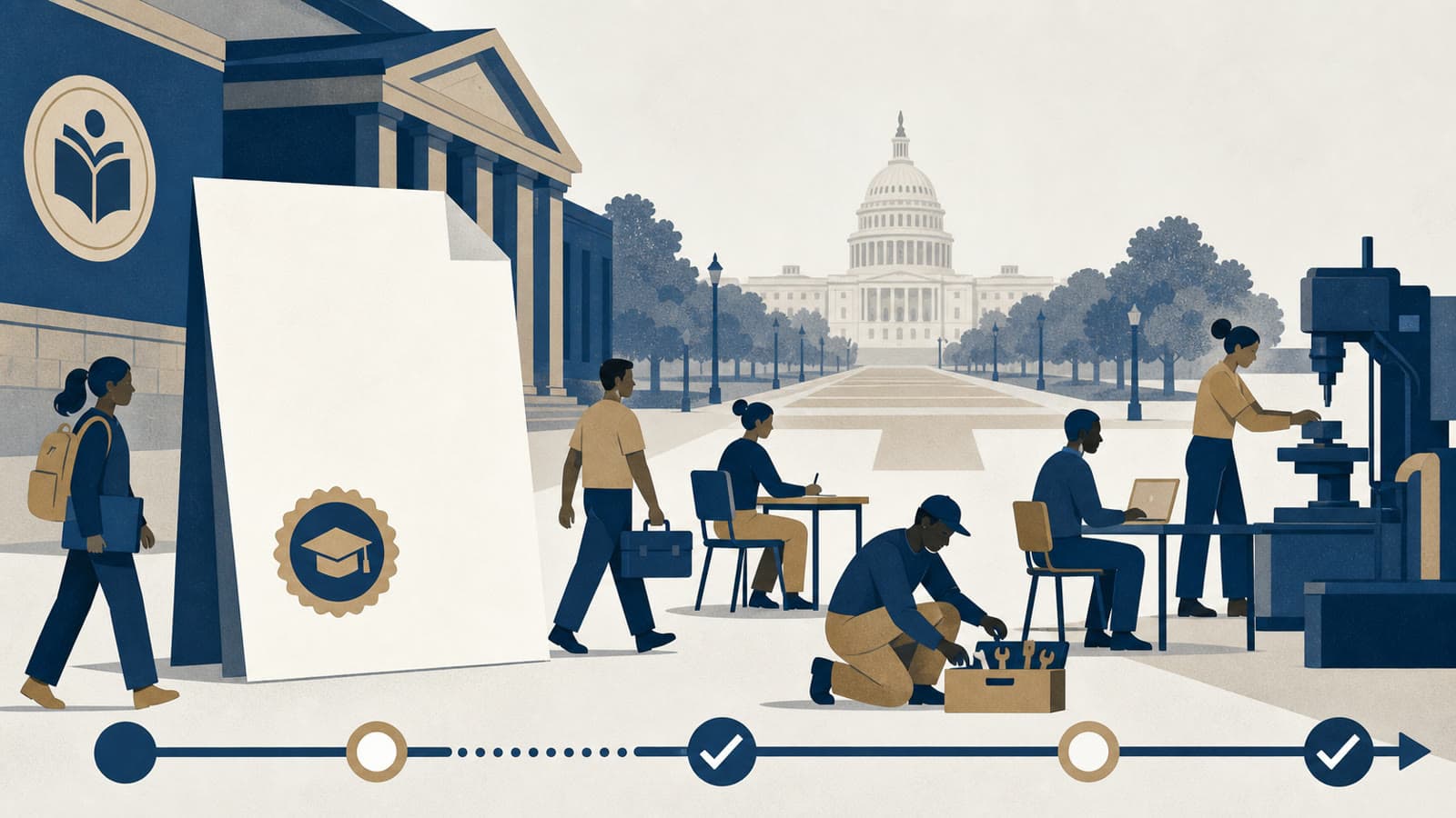 Editorial illustration for: U.S. Education Department sets Workforce Pell rollout for short-term job training programs