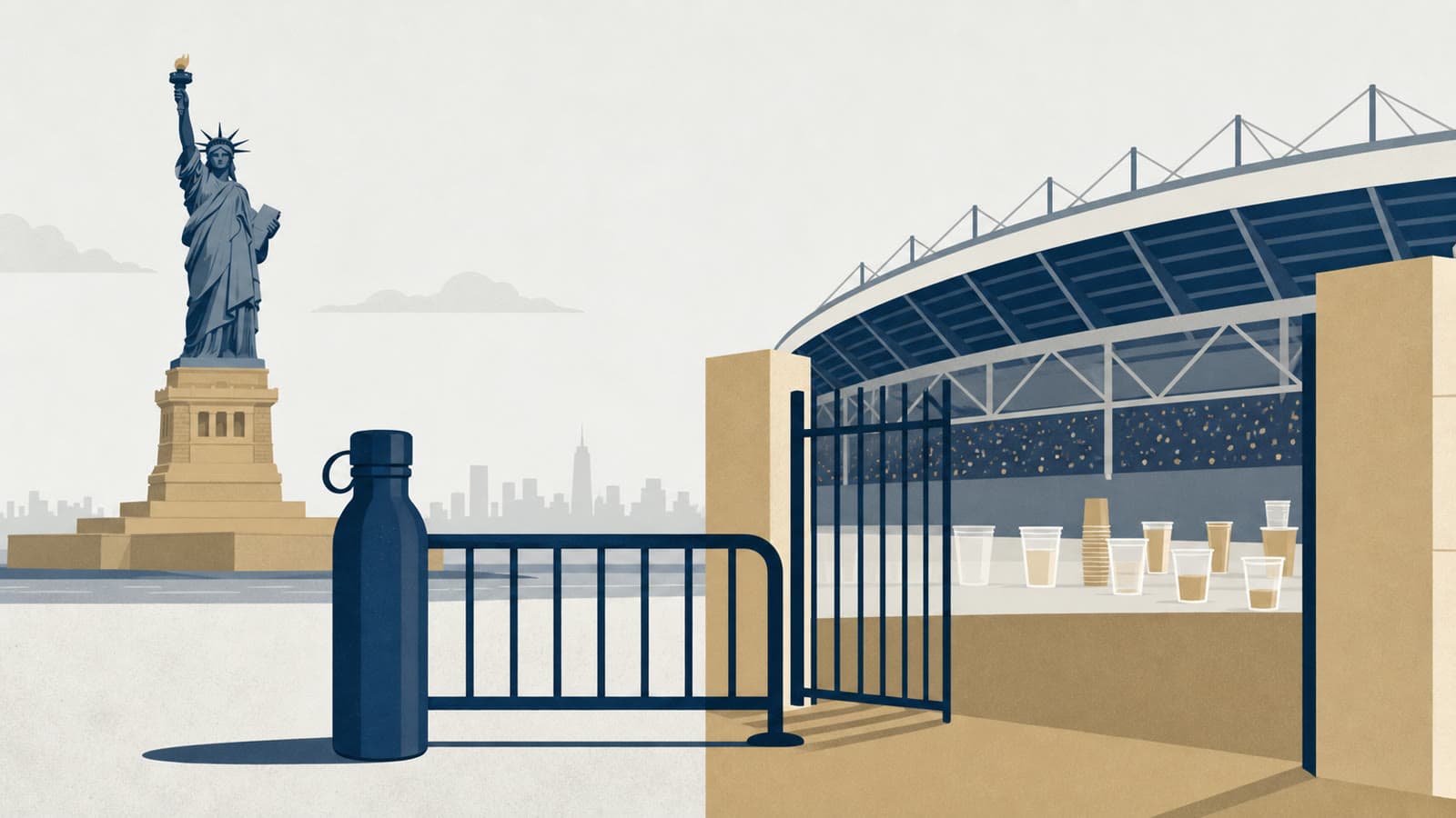 Editorial illustration for: FIFA bars reusable water bottles from 2026 World Cup stadiums