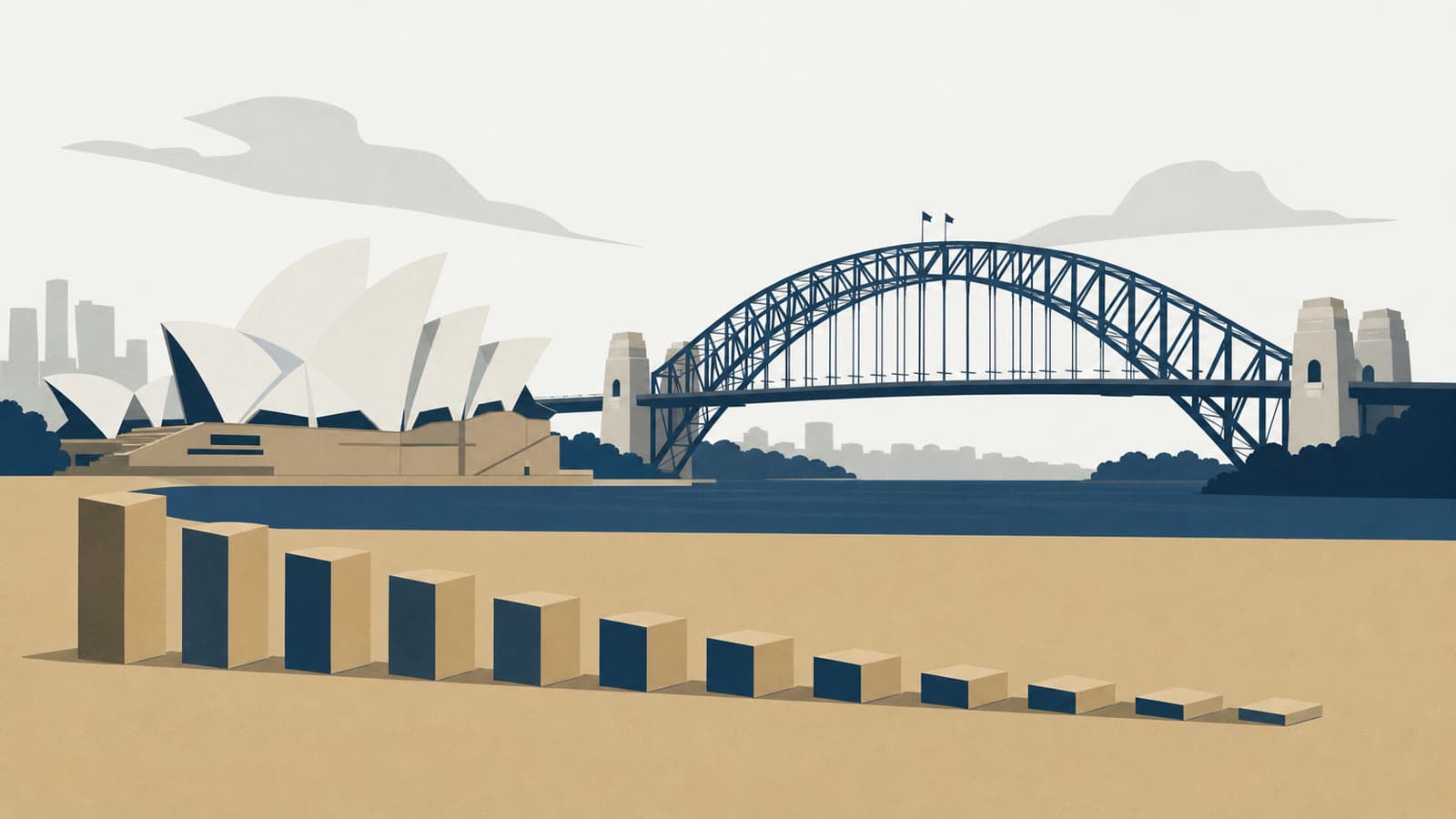 Editorial illustration for: Australia's GDP growth slows to 0.3% in March quarter