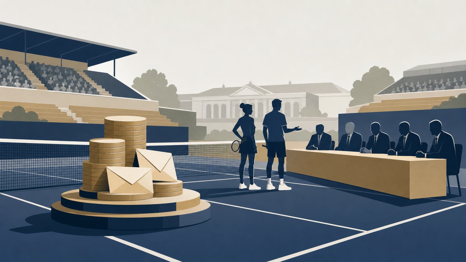 Editorial illustration for: Wimbledon raises 2026 prize money by 20% as player talks continue