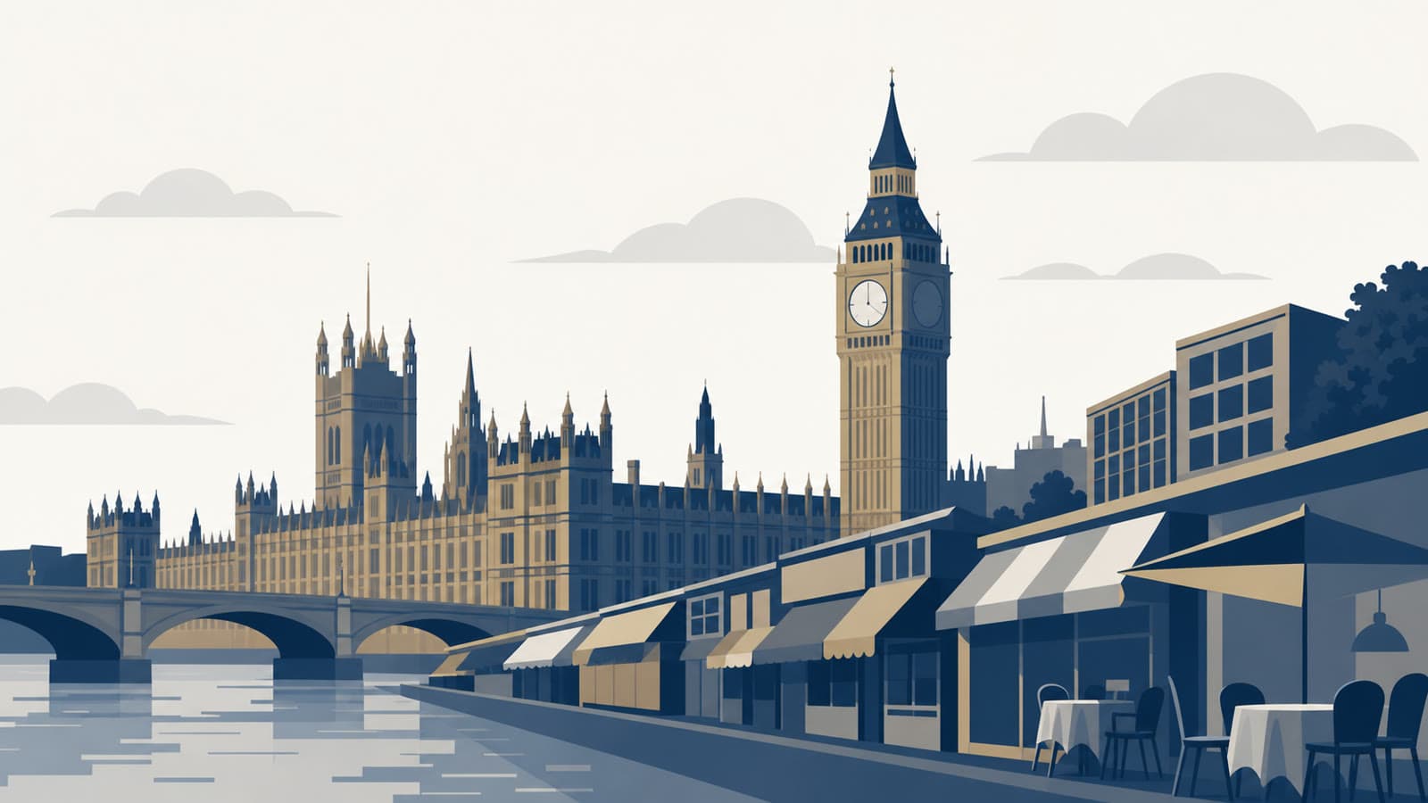 Editorial illustration for: UK economy contracts 0.1% in April as services drag offsets three-month growth