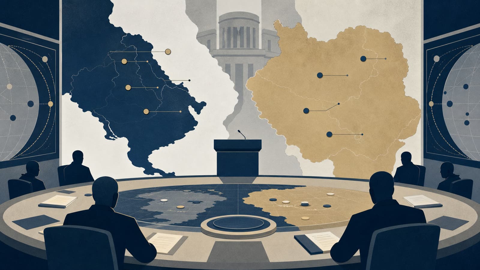 Editorial illustration for: U.S. and Iran trade attributed strike claims after second day of attacks