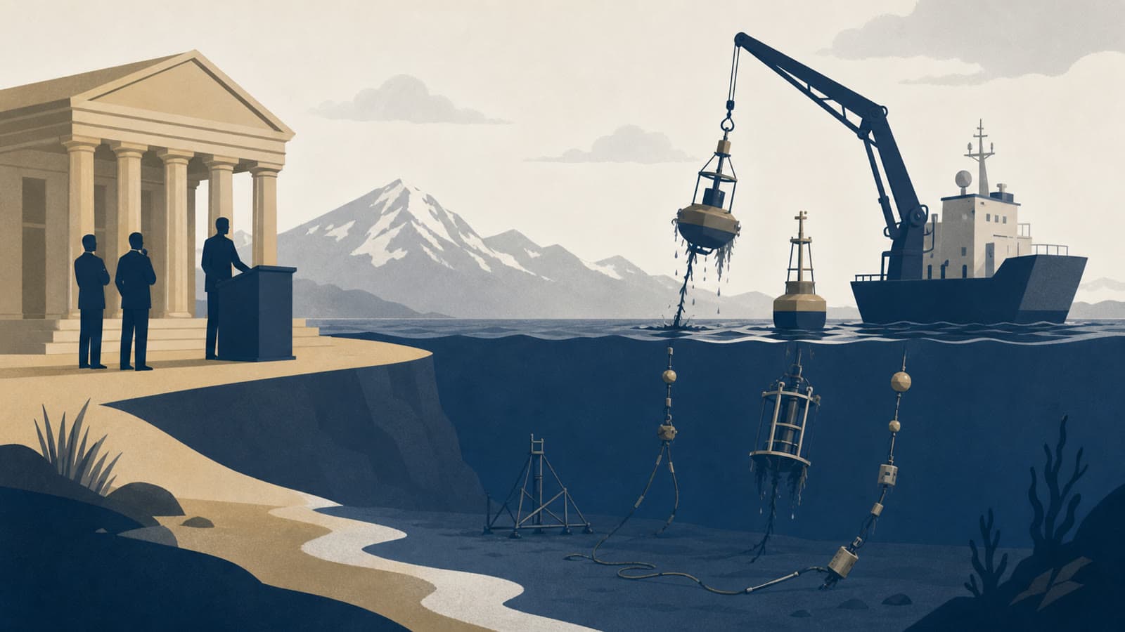 Editorial illustration for: NSF-backed ocean observatory plan would remove Gulf of Alaska array infrastructure
