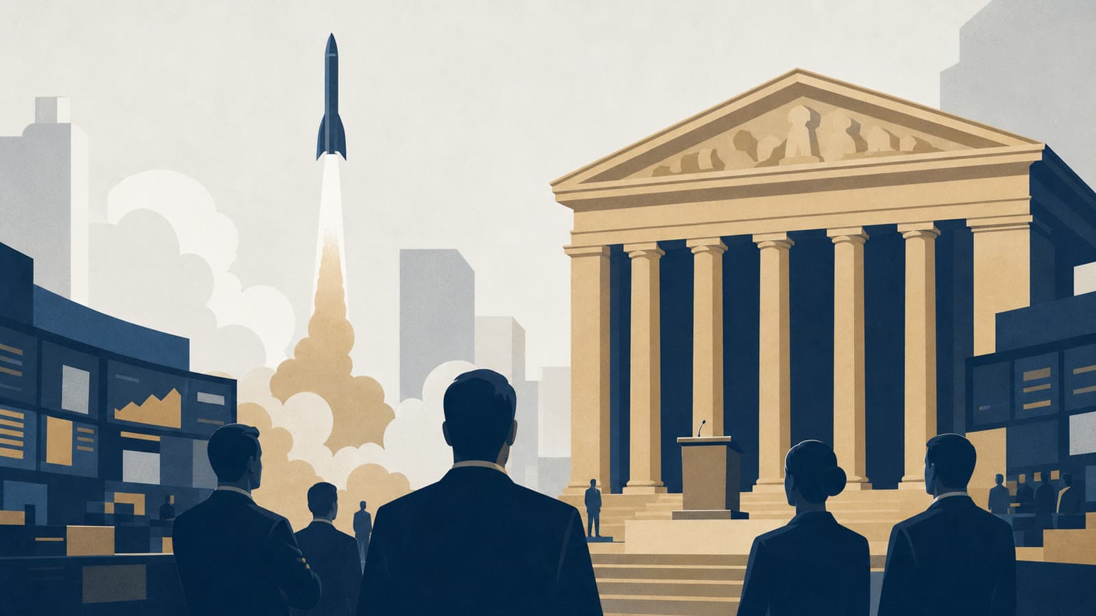 Editorial illustration for: SpaceX closes first trading day at $2.1tn valuation after record IPO