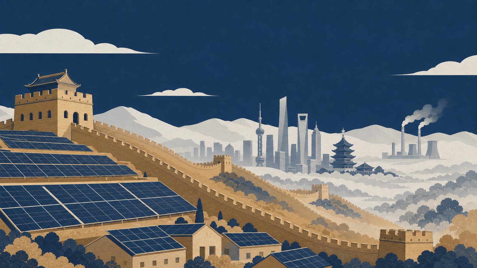 Editorial illustration for: Solar overtakes gas in Asia power generation, Carbon Brief analysis says