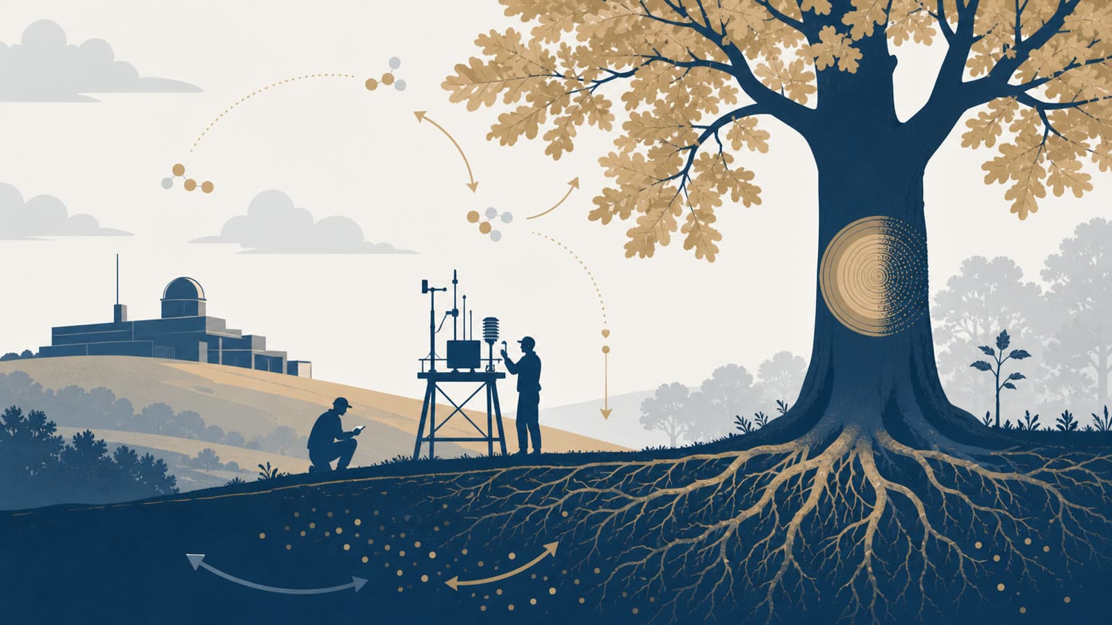 Editorial illustration for: Oak study finds photosynthesis can continue after wood growth stops