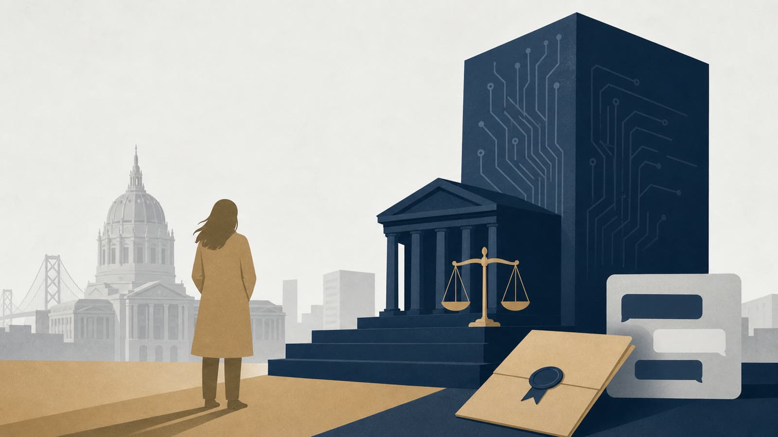 Editorial illustration for: Canadian mother sues OpenAI in San Francisco over daughter's death