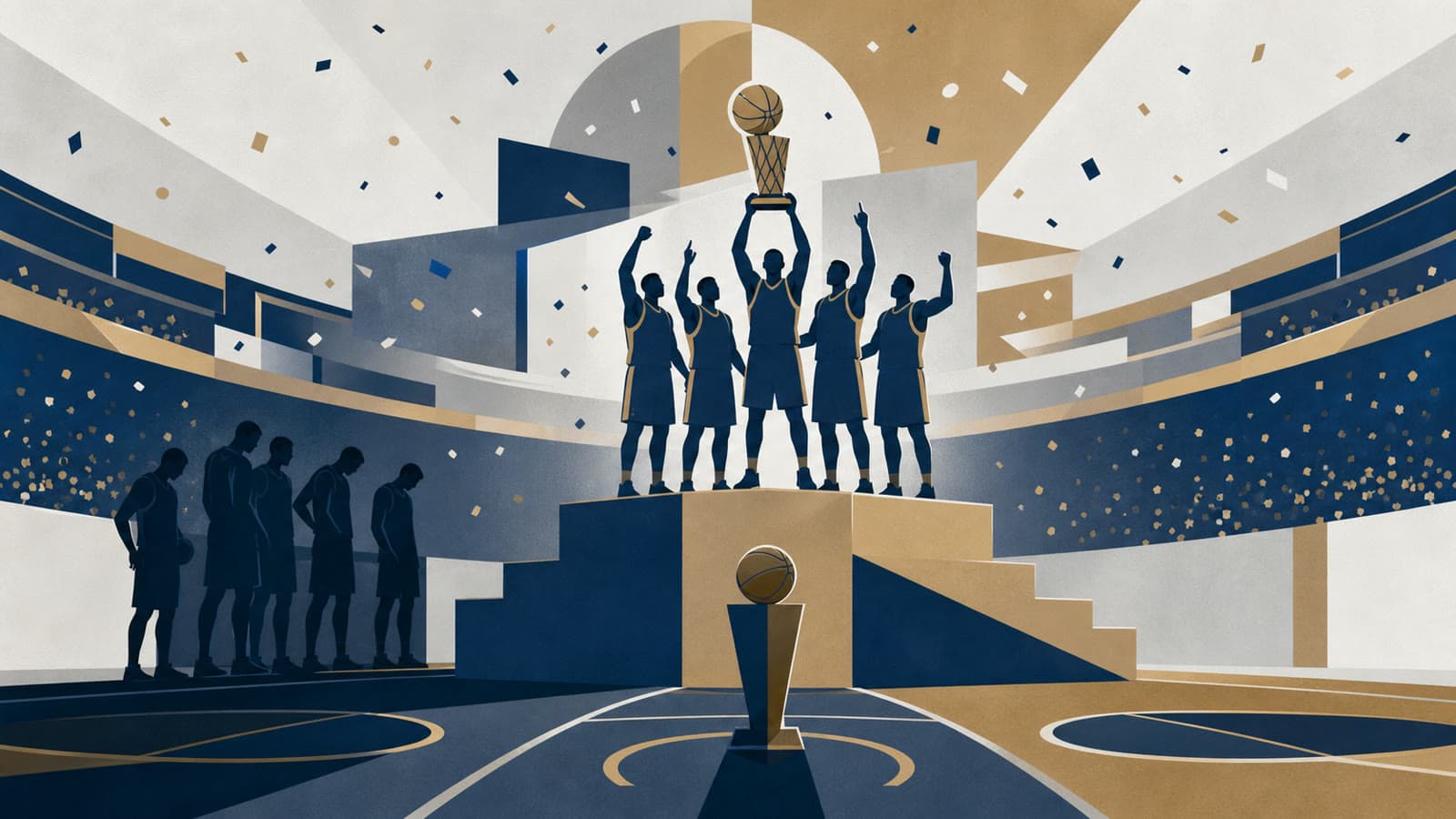 Editorial illustration for: Knicks beat Spurs in Game 5 to win 2026 NBA Finals