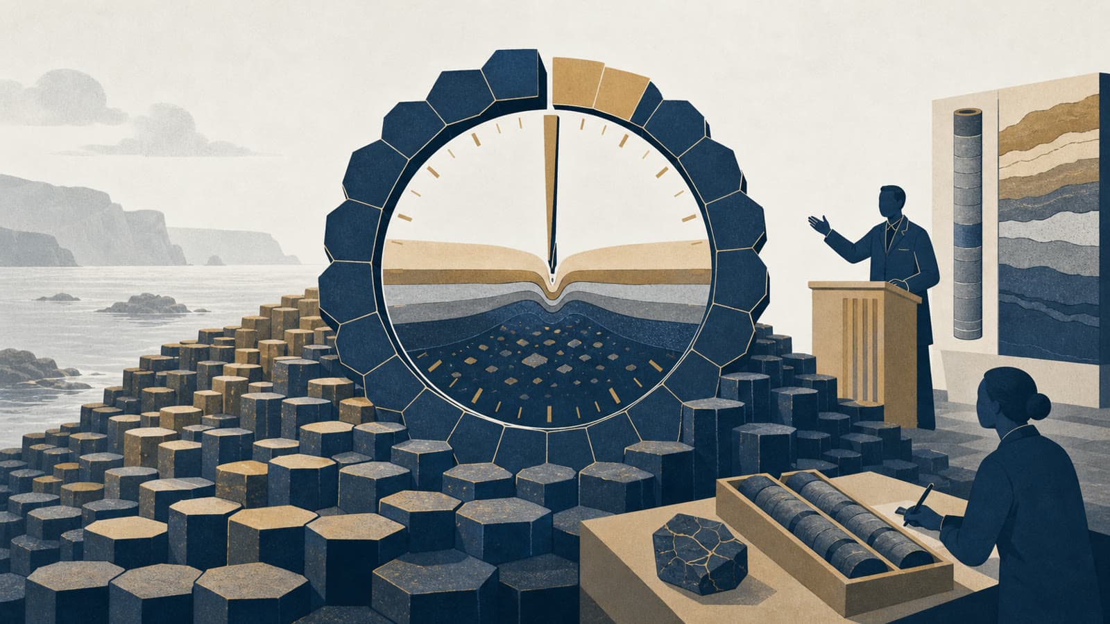 Editorial illustration for: Study shortens Giant's Causeway volcanic timeline to 5.5mn years