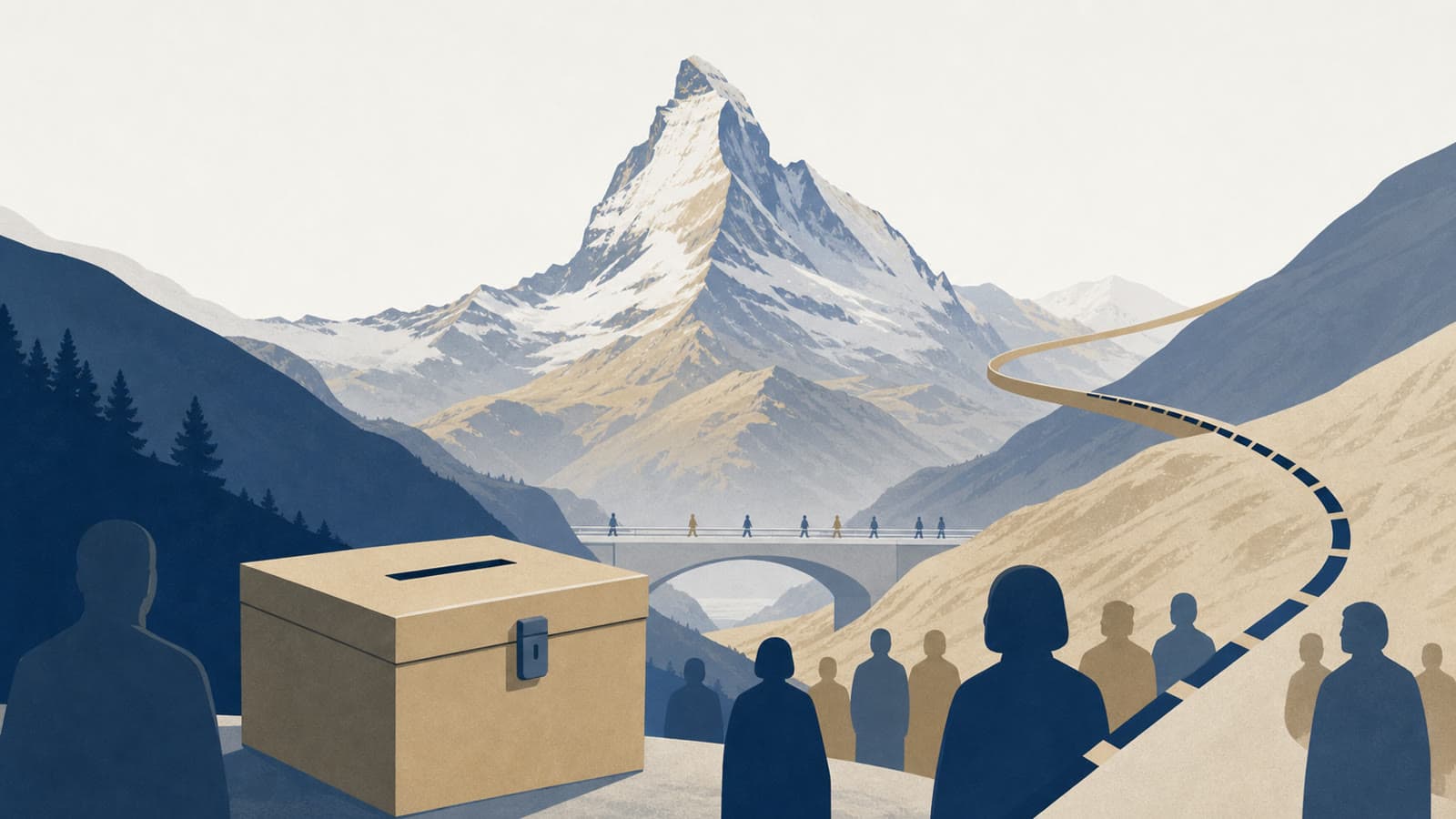 Editorial illustration for: Swiss voters reject population-cap initiative tied to EU free movement