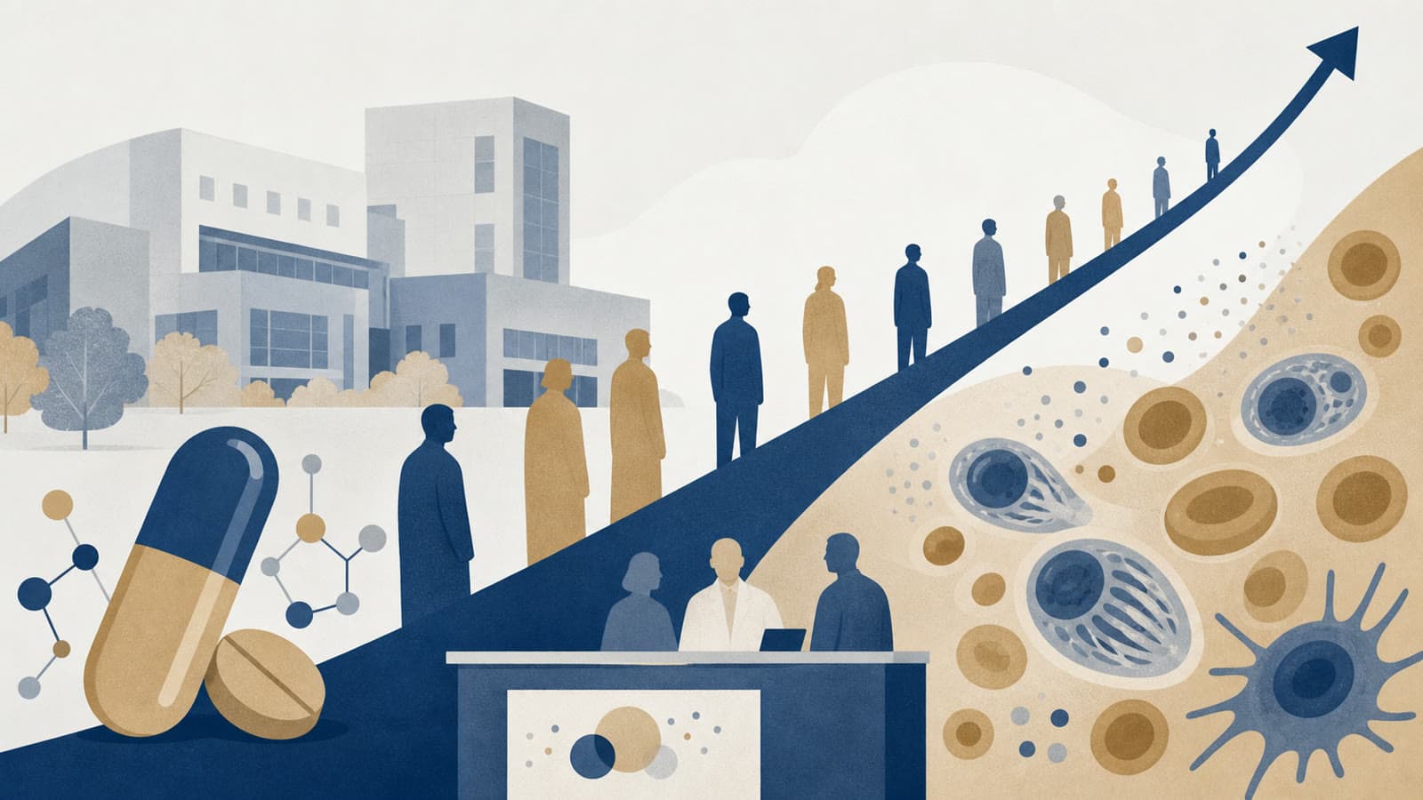 Editorial illustration for: Mezigdomide combination improves progression-free survival in myeloma trial
