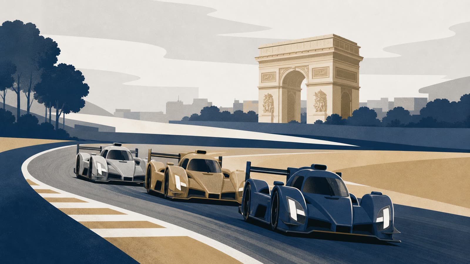 Editorial illustration for: Toyota wins Le Mans after late fight with BMW and Cadillac