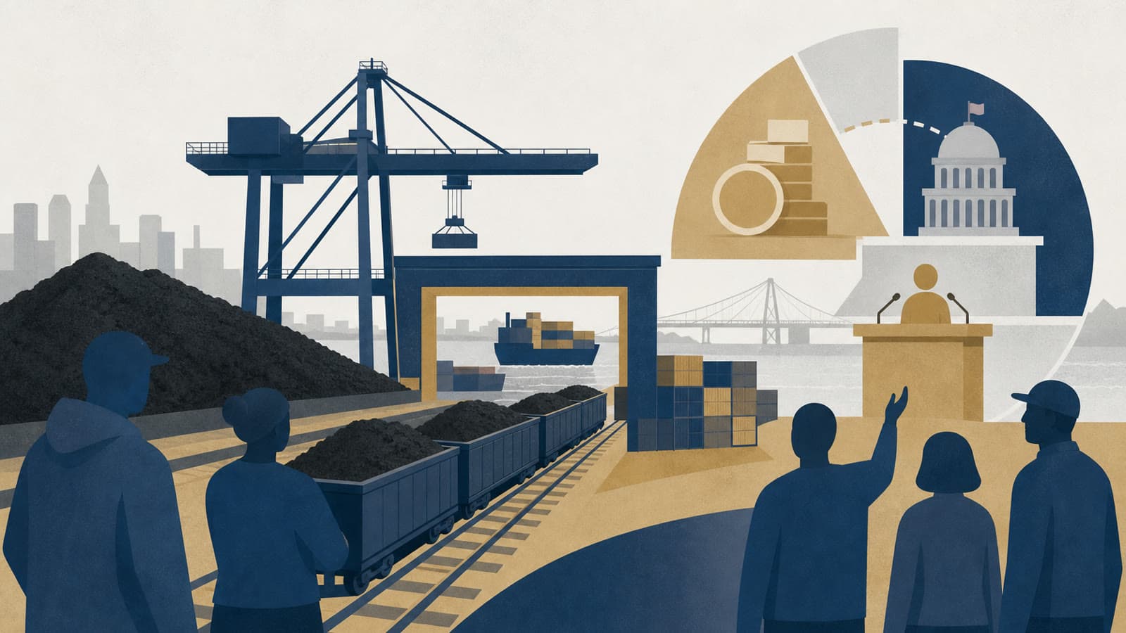 Editorial illustration for: Federal coal money reopens West Oakland terminal fight