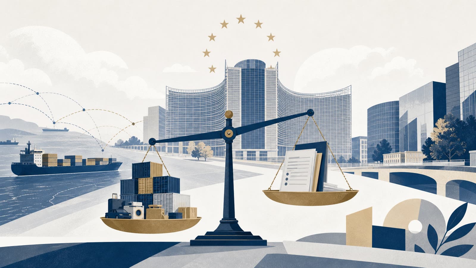 Editorial illustration for: Europe's China trade gap is now a daily policy problem