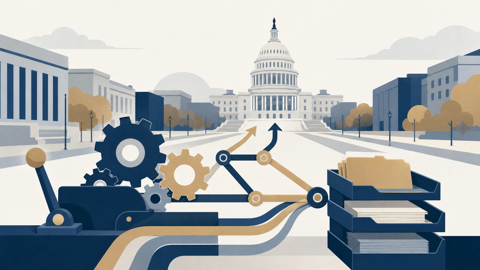 Editorial illustration for: Education Department partnerships shift the machinery of oversight