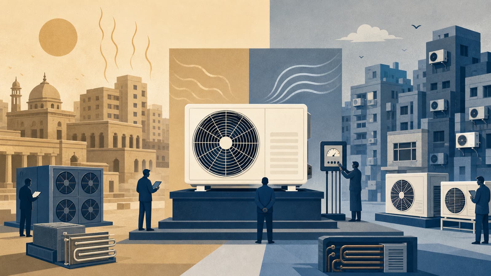 Editorial illustration for: India's air-conditioning boom is becoming an efficiency test
