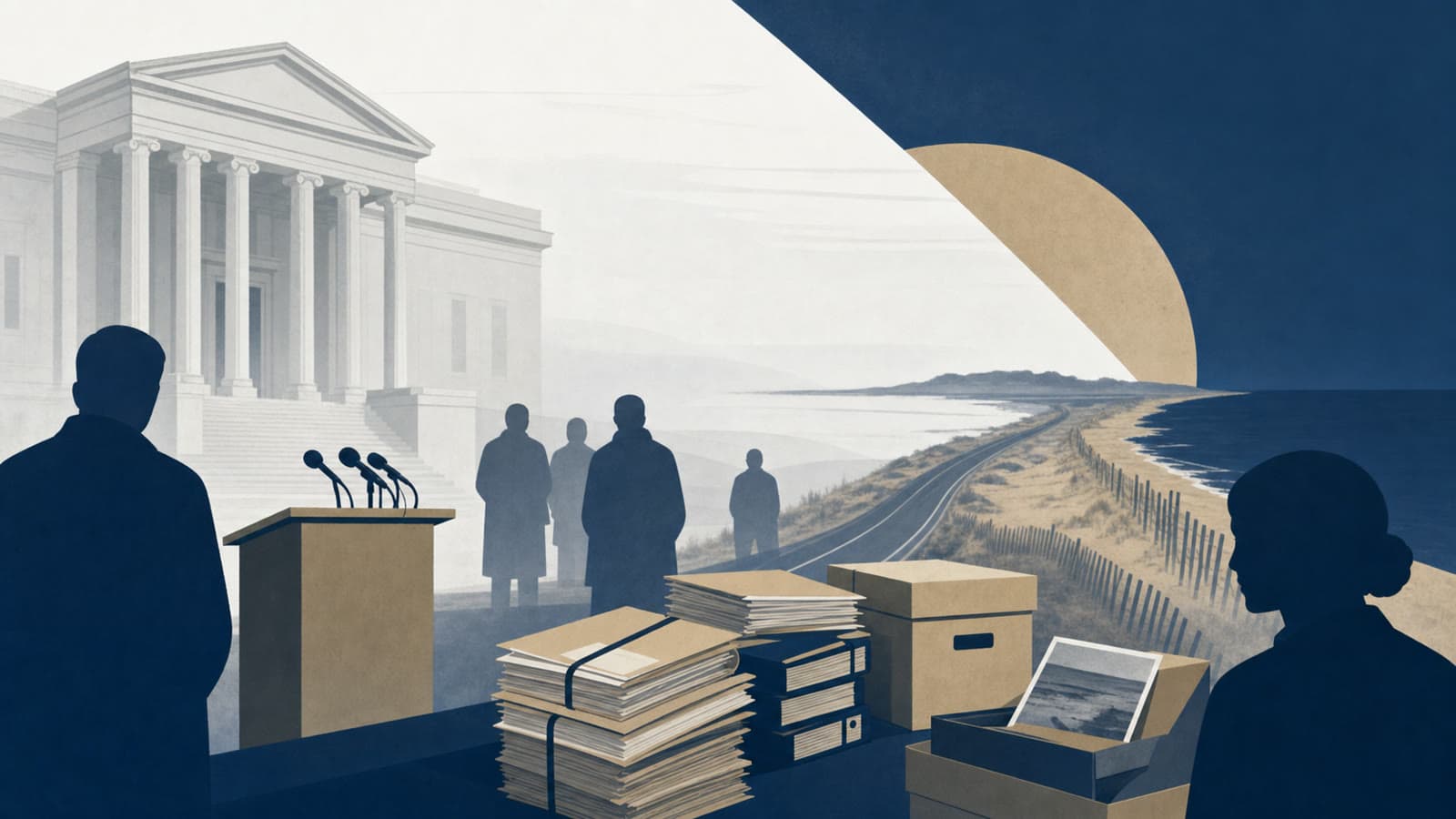 Editorial illustration for: Heuermann sentence closes the Gilgo Beach prosecution but not the record