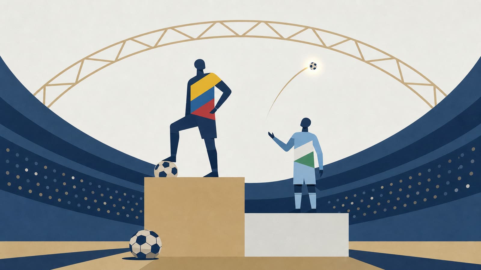 Editorial illustration for: Colombia take early Group K lead after Uzbekistan's first World Cup goal