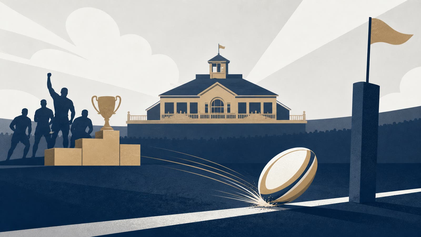 Editorial illustration for: Hendy's late double turns Northampton's season lead into a Premiership title