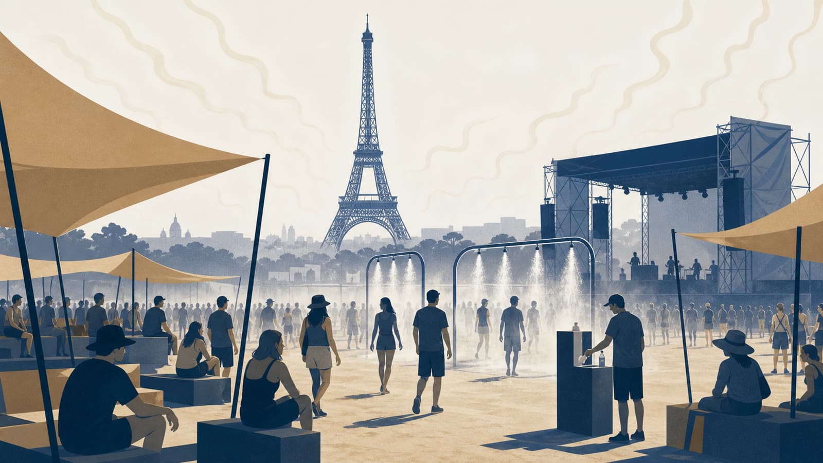 Editorial illustration for: France's red heat alert turns a music festival into an adaptation test