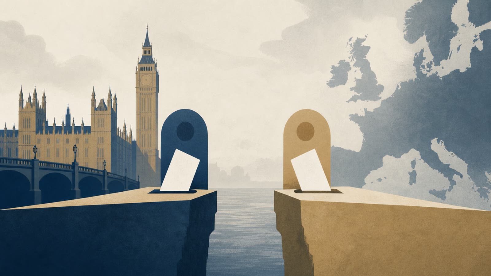 Editorial illustration for: ECFR poll turns the UK-EU reset into a two-sided political problem