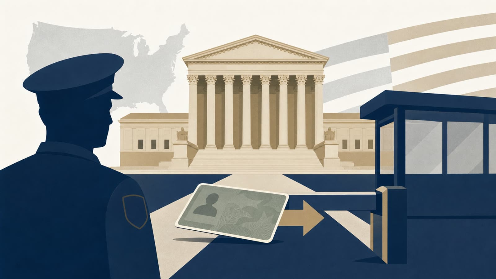 Editorial illustration for: Supreme Court gives border officers wider room on returning green-card holders
