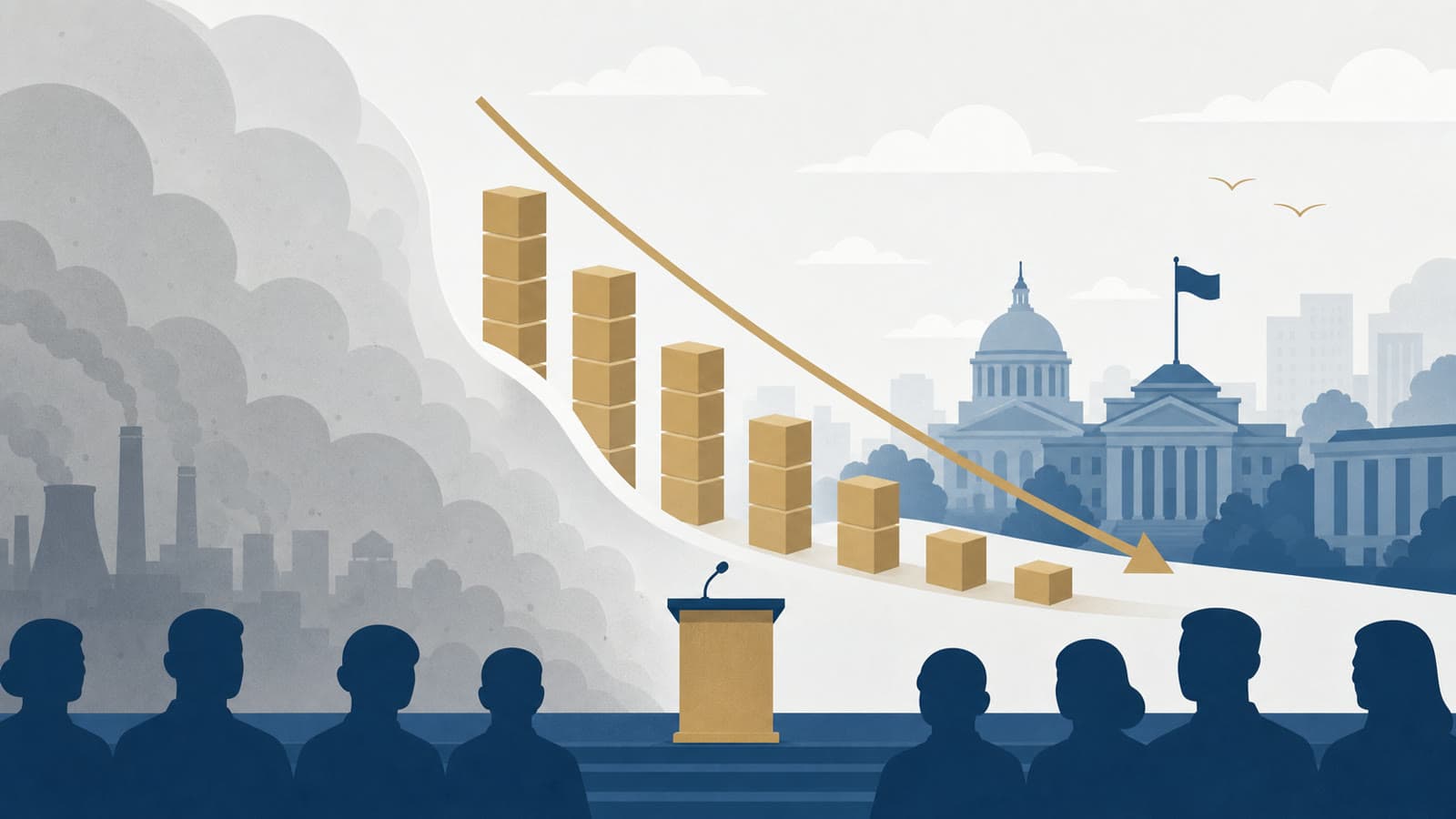 Editorial illustration for: London air-pollution death burden falls about 40% in new Imperial estimate